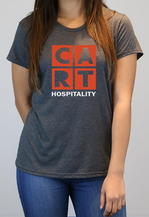 Women's short sleeve t-shirt - hospitality grey/red logo