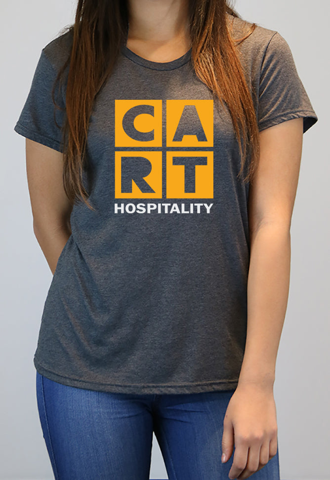 Women's short sleeve t-shirt - hospitality grey/yellow logo