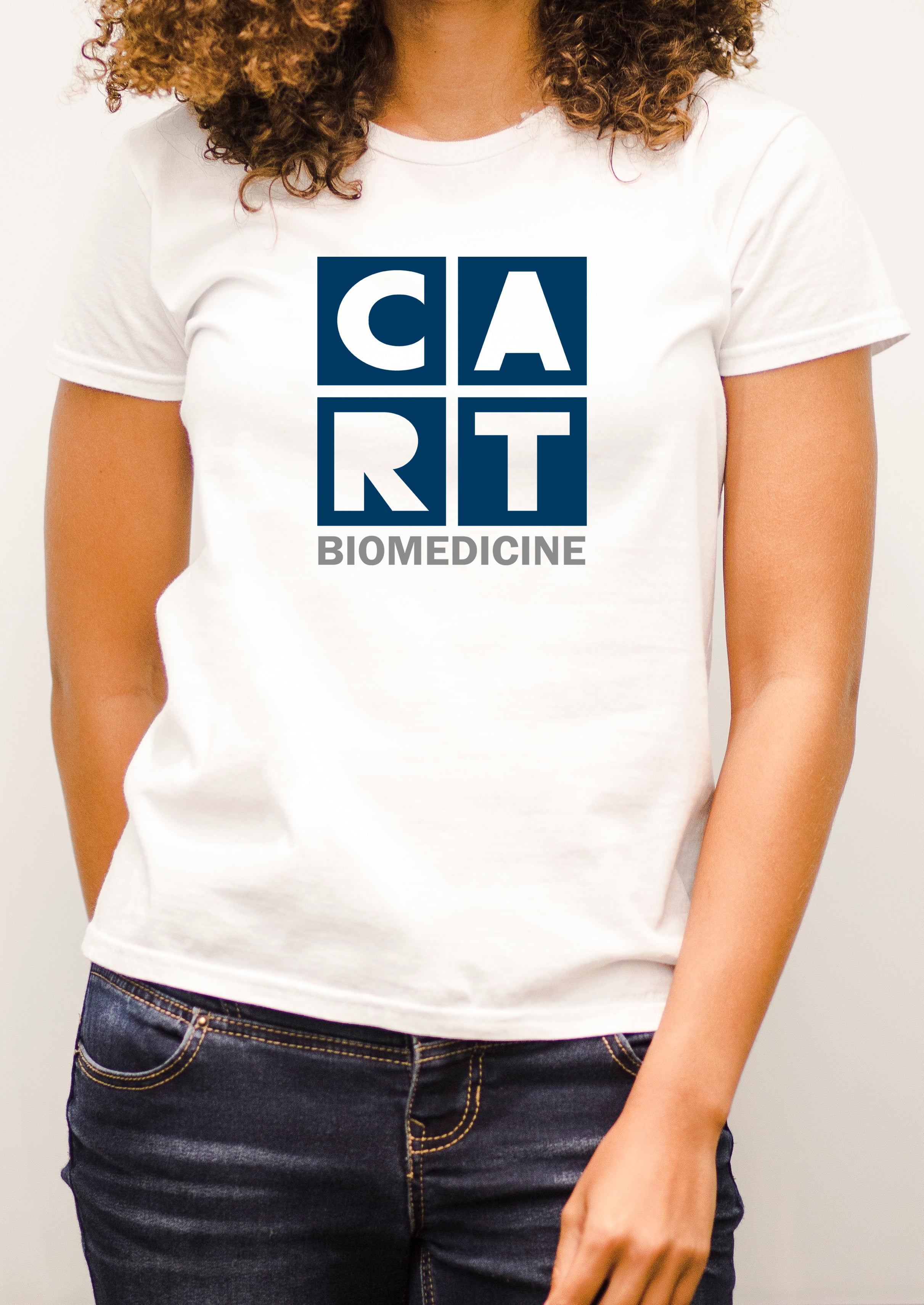 Women's short sleeve t-shirt - biomedicine grey/blue-colored logo