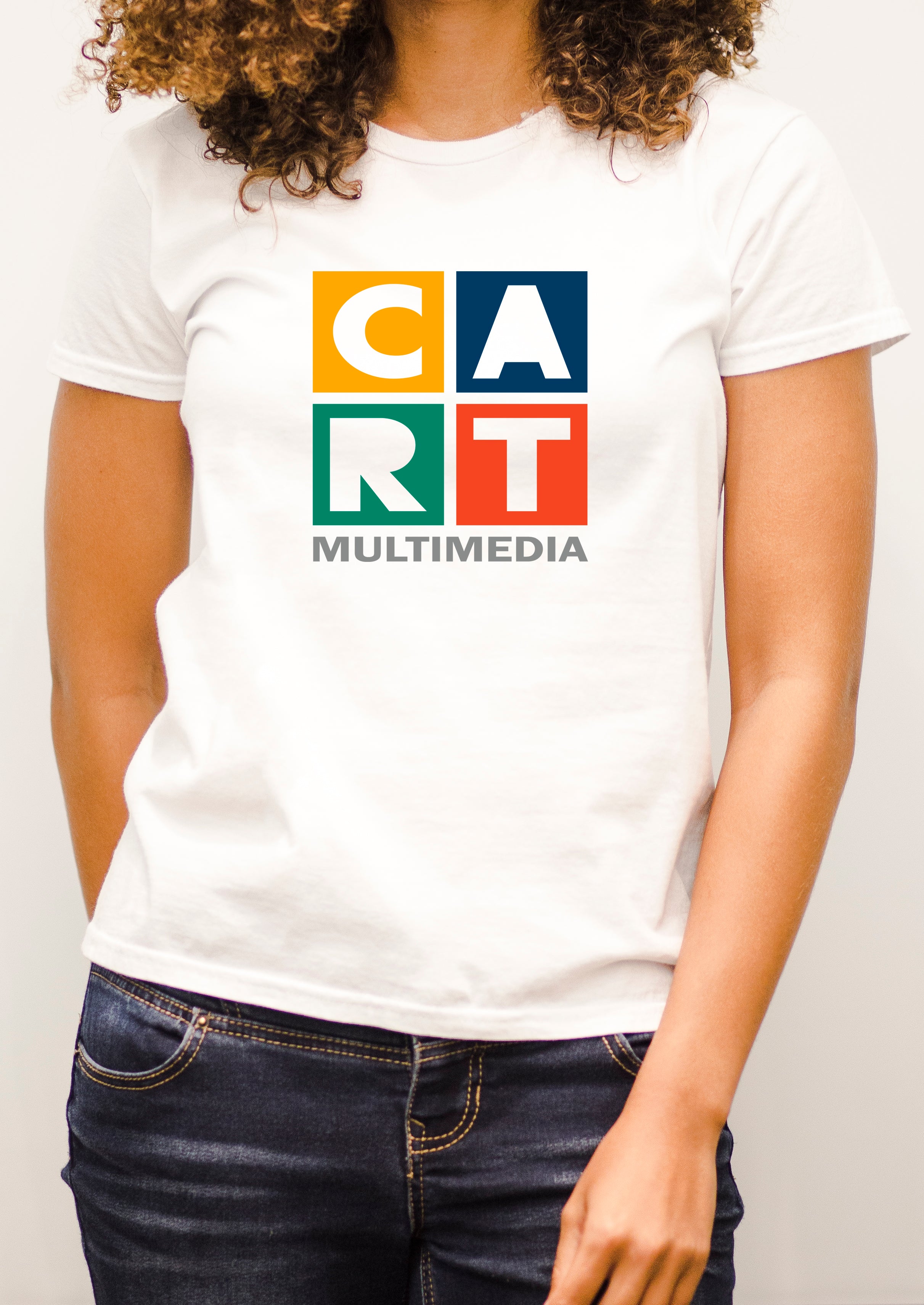 Women's short sleeve t-shirt - multimedia grey/multicolor logo