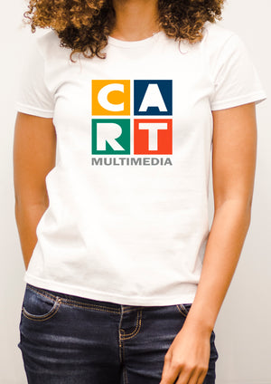 Women's short sleeve t-shirt - multimedia grey/multicolor logo