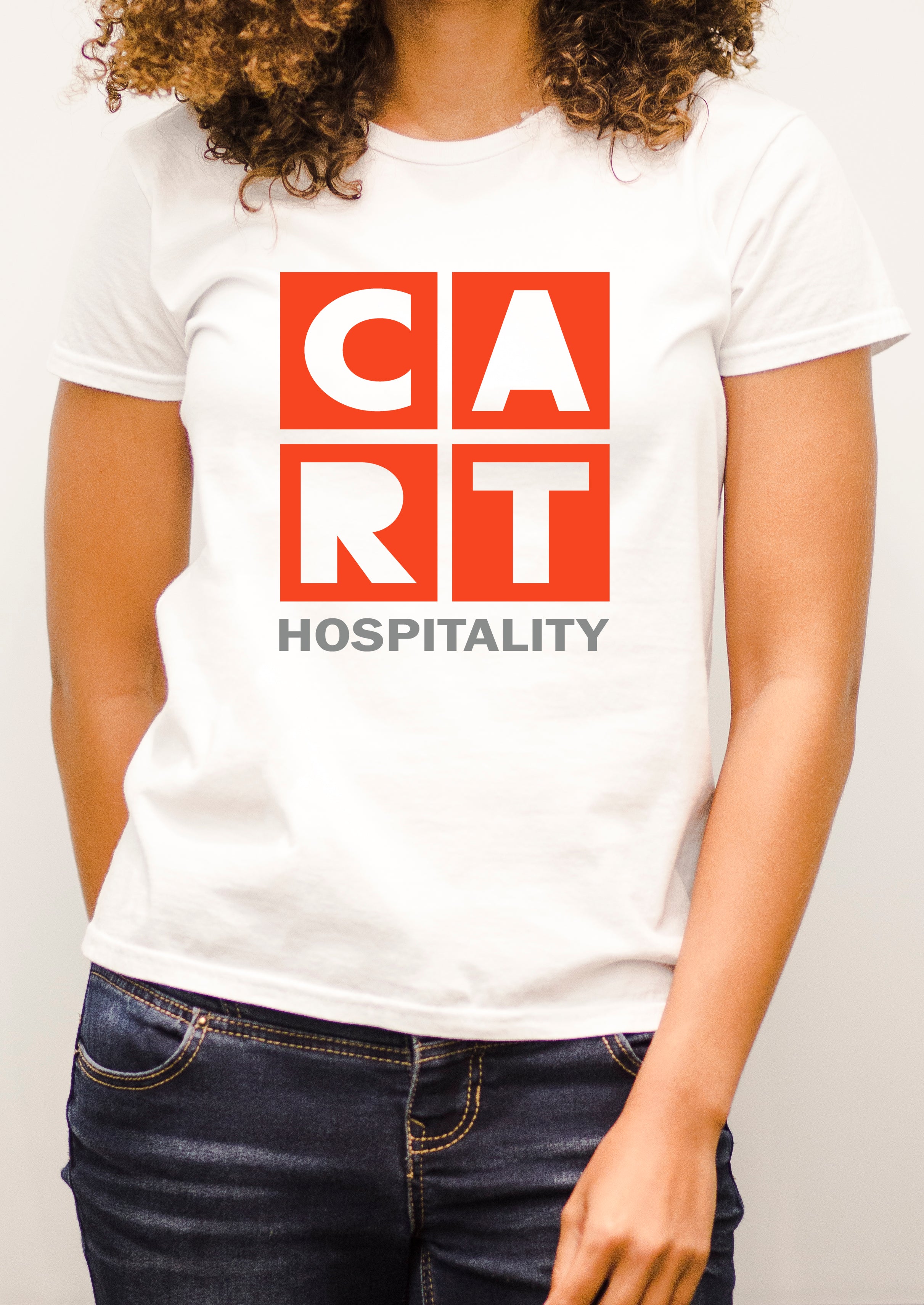 Women's short sleeve t-shirt - hospitality grey/red logo